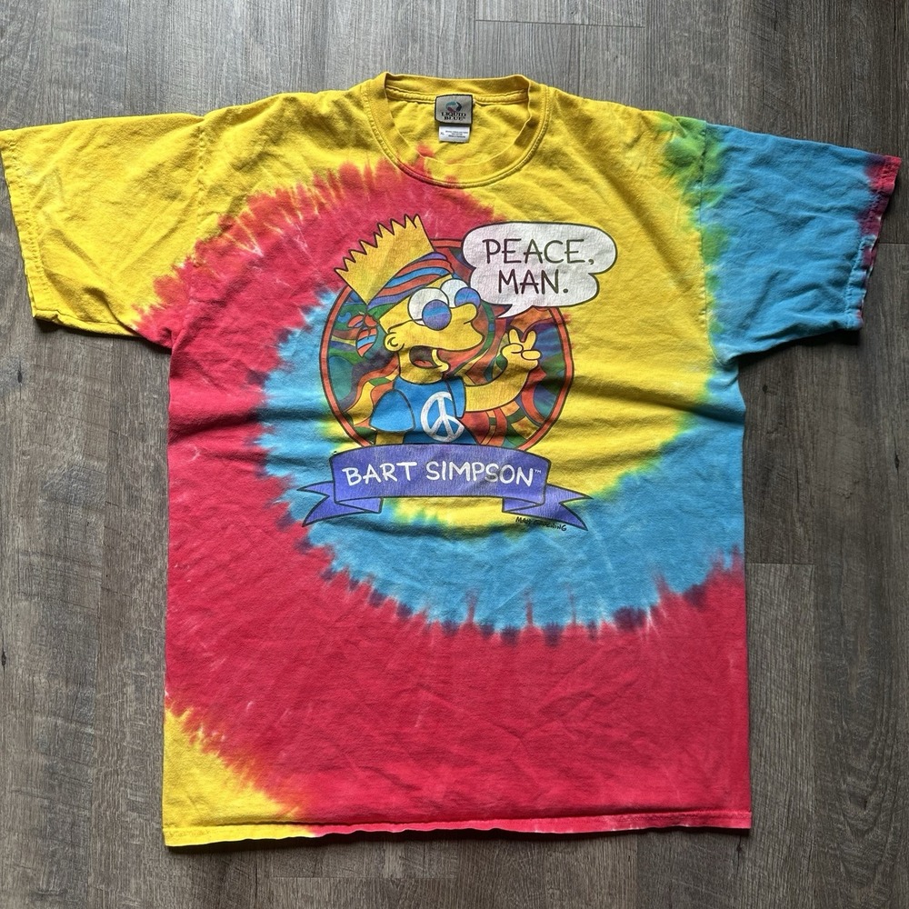 Liquid Blue Bart Simpsons Tie Dye T-Shirt XL 2013 USA Peace Man Vintage